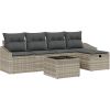vidaXL 6-częściowy zestaw sof ogrodowych z poduszkami w jasnoszarym polirattanie Dārza mēbeļu komplekti