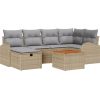 vidaXL Zestaw Sofy Ogrodowej 7 Części z Poduszkami Beżowy Polirattan Dārza mēbeļu komplekti