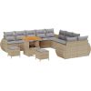 Vidaxl Zestaw sofy ogrodowej 13-elementowy z poduszkami Beżowy Polirattan Akacja Dārza mēbeļu komplekti