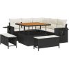 Vidaxl 8 Elementowy zestaw sof ogrodowych z poduszkami czarny polirattan akacja Dārza mēbeļu komplekti