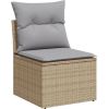 Vidaxl 7-częściowy zestaw sofy ogrodowej z poduszkami Beżowy Poli Rattan Dārza mēbeļu komplekti