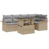Vidaxl Zestaw Sof Ogrodowych 6-częściowy z Poduszkami Beżowy Polirattan Dārza mēbeļu komplekti