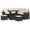 Zestaw sofy ogrodowej vidaXL 8-częściowy z poduszkami Czarny Polirattan Akacja Dārza mēbeļu komplekti