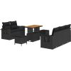 vidaXL 8-częściowy zestaw sof ogrodowych z poduszkami z czarnego polirattanu i akacji Dārza mēbeļu komplekti