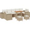 Zestaw sof ogrodowych vidaXL 10 elementów z poduszkami Beżowy z polirattanu i akacji, Zestaw do jadalni na zewnątrz vidaXL 3 elementy z poduszkami Beżowy z polirattanu i akacji Dārza mēbeļu komplekti