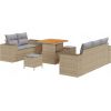 vidaXL Beżowy zestaw 8-osobowy sof ogrodowych z poduszkami z rattanu akacji, vidaXL Beżowy zestaw do jadalni ogrodowej z poduszkami z rattanu akacji Dārza mēbeļu komplekti