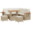 8-częściowy zestaw kanap ogrodowych vidaXL z poduszkami Beżowy Rattan Akacja, 3-częściowy zestaw jadalniany ogrodowy vidaXL z poduszkami Beżowy Rattan Akacja Dārza mēbeļu komplekti