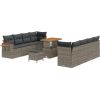 Vidaxl Zestaw 11-częściowy sofas ogrodowych z poduszkami szary polirattan akacja, Zestaw 3-częściowy do jadalni ogrodowej z poduszkami szary polirattan akacja Dārza mēbeļu komplekti