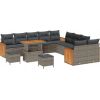 Vidaxl Zestaw 13-częściowej Sofy Ogrodowej z Poduszkami Szary Polirattan Akacja, Sofa Ogrodowa dwuosobowa z Poduszkami Szary Polirattan, Zestaw 3-częściowy do Jadalni Ogrodowej z Poduszkami Szary Polirattan Akacja Dārza mēbeļu komplekti