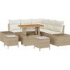 vidaXL Beżowy Zestaw Sofy Ogrodowej z Poduszkami, 8 Części, Polirattan, Akacja, vidaXL Beżowa Sofa Ogrodowa z Poduszkami, 2-osobowa, Polirattan, vidaXL Beżowy Zestaw Stołu Ogrodowego z Poduszkami, 3 Części, Polirattan, Akacja Dārza mēbeļu komplekti