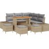 Vidaxl 9-częściowy Zestaw Sof Ogrodowych z Poduszkami Beżowy Rattan Poliester Akacja, Sofa Ogrodowa 2-osobowa z Poduszkami Beżowy Rattan Poliester, 4-częściowy Zestaw Jadalny Ogrodowy z Poduszkami Beżowy Rattan Poliester Akacja Dārza mēbeļu komplekti