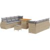 vidaXL Zestaw Sof do Ogrodu w 11 Częściach z Poduszkami Beżowy Poli Rattan Akacja, vidaXL Zestaw Stołów do Ogrodu w 3 Częściach z Poduszkami Beżowy Poli Rattan Akacja Dārza mēbeļu komplekti