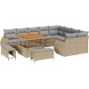 vidaXL 12-elementowy zestaw sof ogrodowych z poduszkami Beżowy Rattan Poliester Akacja, vidaXL 3-elementowy zestaw do jadalni ogrodowej z poduszkami Beżowy Rattan Poliester Akacja Dārza mēbeļu komplekti