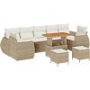 Zestaw kanapowy ogrodowy vidaXL 10 części z poduszkami beżowy poli rattan akacja, Zestaw obiadowy ogrodowy vidaXL 3 części z poduszkami beżowy poli rattan akacja Dārza mēbeļu komplekti