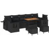 vidaXL 10-częściowy zestaw sof ogrodowych z poduszkami czarny poli rattan, vidaXL 3-częściowy zestaw jadalny z poduszkami czarny poli rattan Dārza mēbeļu komplekti