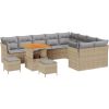 Zestaw sofy ogrodowej vidaXL 12-częściowy z poduszkami Beżowy Rattan Akacja, Zestaw sofy ogrodowej vidaXL 3-częściowy z poduszkami Beżowy Rattan Akacja Dārza mēbeļu komplekti
