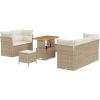 Zestaw sofogrodowych vidaXL 8 elem. z poduszkami Beżowy Poly Rattan Akacja, Zestaw jadalny vidaXL 3 elem. z poduszkami Beżowy Poly Rattan Akacja Dārza mēbeļu komplekti
