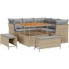 vidaXL 8-częściowy zestaw sof ogrodowych z poduszkami Beżowy Rattan Akacja, vidaXL 3-częściowy zestaw do jadalni ogrodowej z poduszkami Beżowy Rattan Akacja Dārza mēbeļu komplekti