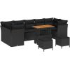 10-elementowy zestaw sof ogrodowych vidaXL z poduszkami Czarny Polirattan Akacja, 3-elementowy zestaw jadalniany vidaXL z poduszkami Czarny Polirattan Akacja Dārza mēbeļu komplekti