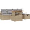 vidaXL 6-częściowy zestaw sof ogrodowych z poduszkami Beżowy Poli Rattan, vidaXL 2-osobowa sofa ogrodowa z przechowywaniem i poduszkami Beżowy Poli Rattan Dārza mēbeļu komplekti