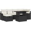 Vidaxl 7-częściowy Zestaw Sofy Ogrodowej z Poduszkami Czarny Polirattan, Sofa Ogrodowa dla 2 osób z Przechowywaniem i Poduszkami Czarny Polirattan Dārza mēbeļu komplekti