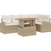 Vidaxl Zestaw 6-częściowy sof ogrodowych z poduszkami beżowy technorattan, Sofa ogrodowa 2-osobowa z miejscem do przechowywania i poduszkami beżowy technorattan Dārza mēbeļu komplekti