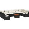 vidaXL Zestaw ogrodowy 11-częściowy z poduszkami Czarny Polirattan Akacja, vidaXL Dwuosobowa sofa ogrodowa z magazynem i poduszkami Czarny Polirattan Dārza mēbeļu komplekti