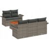 6-częściowy zestaw sofy ogrodowej vidaXL z poduszkami szary polirattan akacja, Dwuosobowa sofa ogrodowa vidaXL z miejscem do przechowywania i poduszkami szary polirattan Dārza mēbeļu komplekti