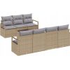Zestaw kanap ogrodowych vidaXL w 8 częściach z poduszkami Beżowy Polirattan, 2-osobowa kanapa ogrodowa vidaXL z miejscem na przechowywanie i poduszkami Beżowy Polirattan Dārza mēbeļu komplekti
