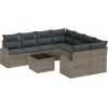 Vidaxl 9-częściowy zestaw sof ogrodowych z poduszkami szary polirattan, Sofa ogrodowa dla 2 osób z miejscem do przechowywania i poduszkami szary polirattan Dārza mēbeļu komplekti