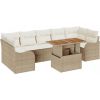 vidaXL 8 Elementowy Zestaw Sofy Ogrodowej z Poduszkami Beżowy Rattan Poli Akacja, vidaXL Sofa Ogrodowa 2-osobowa z Poduszkami Beżowy Rattan Poli Dārza mēbeļu komplekti