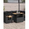 Vidaxl 7-częściowy Zestaw Sofowy do Ogrodu z Poduszkami Czarny Polirattan, Sofa Ogrodowa 2-osobowa z Poduszkami Czarny Polirattan Dārza mēbeļu komplekti