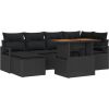 Zestaw 7 elementów sofy ogrodowej vidaXL z poduszkami Czarny Rattan Poliester, Sofa ogrodowa dla 2 osób vidaXL z poduszkami Czarny Rattan Poliester Dārza mēbeļu komplekti