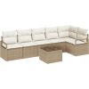 vidaXL 7-częściowy zestaw sof ogrodowych z poduszkami brązowy polirattan, vidaXL 2-osobowa sofa ogrodowa z poduszkami beżowa polirattan Dārza mēbeļu komplekti