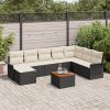 vidaXL Zestaw Kanap Ogrodowych Zestaw 9 Czarny i kremowy Rattan i materiał Dārza mēbeļu komplekti