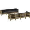 Vidaxl 9-cz. zestaw wypoczynkowy do ogrodu, z poduszkami, impregnowany Dārza mēbeļu komplekti