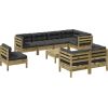 Vidaxl 9-cz. zestaw wypoczynkowy do ogrodu, z poduszkami, impregnowany Dārza mēbeļu komplekti