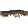 Vidaxl 9-cz. zestaw wypoczynkowy do ogrodu, z poduszkami, impregnowany Dārza mēbeļu komplekti