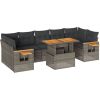 Vidaxl 8-cz. zestaw mebli z poduszkami, szary, polirattan i akacja Dārza mēbeļu komplekti
