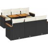 Vidaxl 7-cz. zestaw mebli z poduszkami, czarny, polirattan i akacja Dārza mēbeļu komplekti
