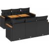 Vidaxl 7-cz. zestaw mebli z poduszkami, czarny, polirattan i akacja Dārza mēbeļu komplekti