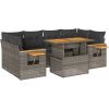 Vidaxl 7-cz. zestaw mebli z poduszkami, szary, polirattan i akacja Dārza mēbeļu komplekti