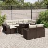vidaXL vidaXL 11-cz. zestaw mebli ogrodowych z poduszkami, brązowy, rattan PE Dārza mēbeļu komplekti