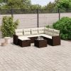 vidaXL 8-cz. zestaw wypoczynkowy do ogrodu, z poduszkami, brązowy Dārza mēbeļu komplekti