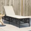 vidaXL vidaXL Leżak z poduszką, czarny, polirattan Шезлонги и пляжные стулья