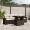 vidaXL vidaXL 5-cz. zestaw mebli ogrodowych z poduszkami, brązowy, polirattan Dārza mēbeļu komplekti