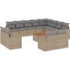 vidaXL 13-częsciowy zestaw mebli ogrodowych z poduszkami, mieszany beż Dārza mēbeļu komplekti