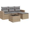 vidaXL 5-częściowy zestaw mebli ogrodowych z poduszkami, beżowy, polirattan Dārza mēbeļu komplekti