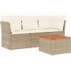 vidaXL 4-częsciowy zestaw mebli ogrodowych z poduszkami, beżowy, polirattan Dārza mēbeļu komplekti