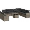 vidaXL 11-częściowy zestaw mebli ogrodowych z poduszkami, szary rattan PE Dārza mēbeļu komplekti